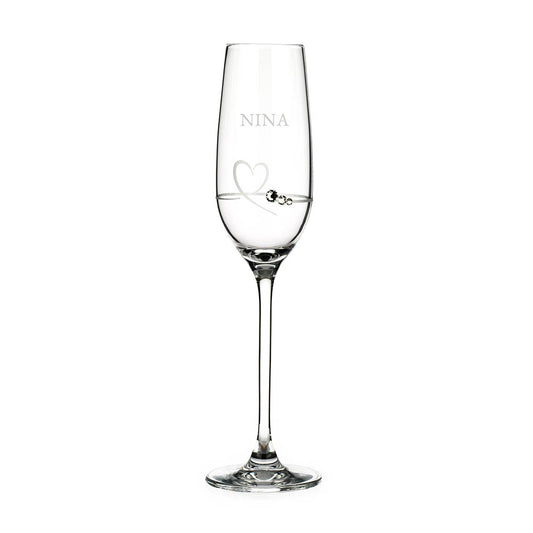 Personalised Petit Champagne Flute Glass with Swarovski Crystals