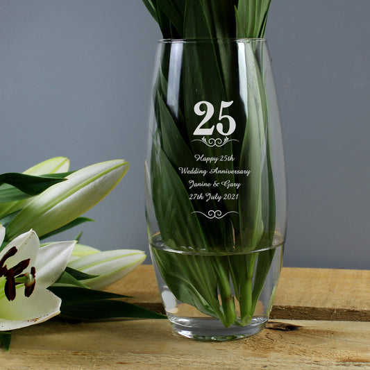 Personalised 25th Anniversary Bullet Glass Vase