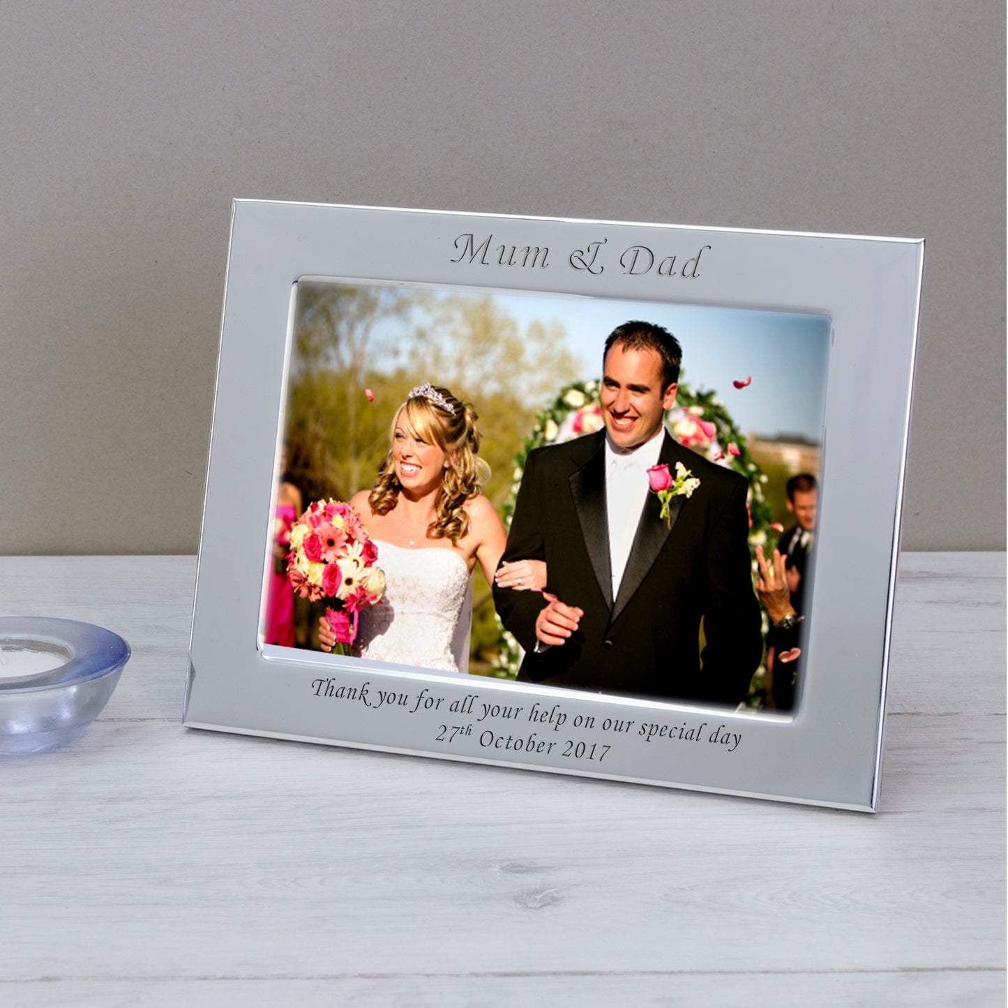 Personalised Mum & Dad Silver Plated Photo Frame