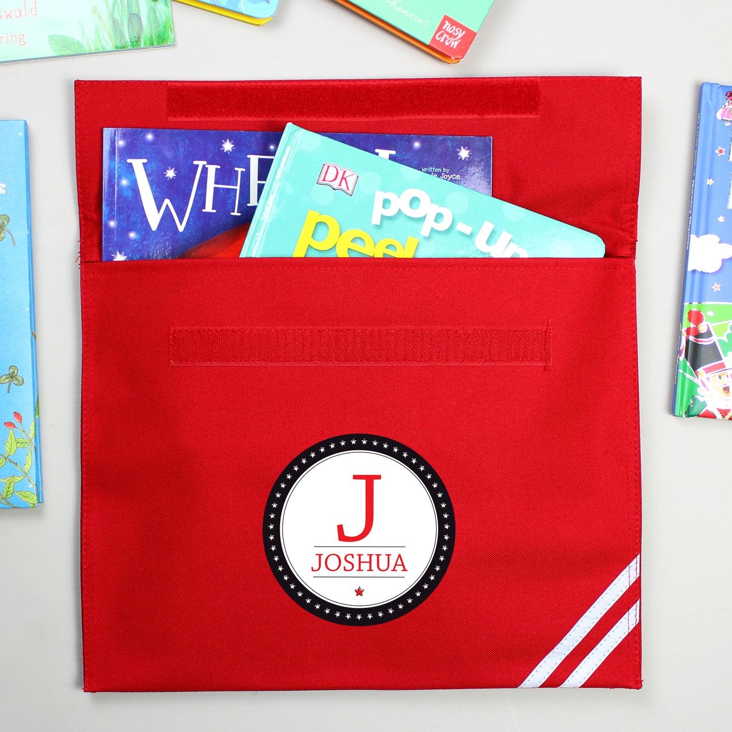 Personalised Initial Red School Book Bag