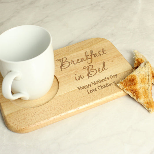 Personalised Wooden Breakfast In Bed Coaster Tray