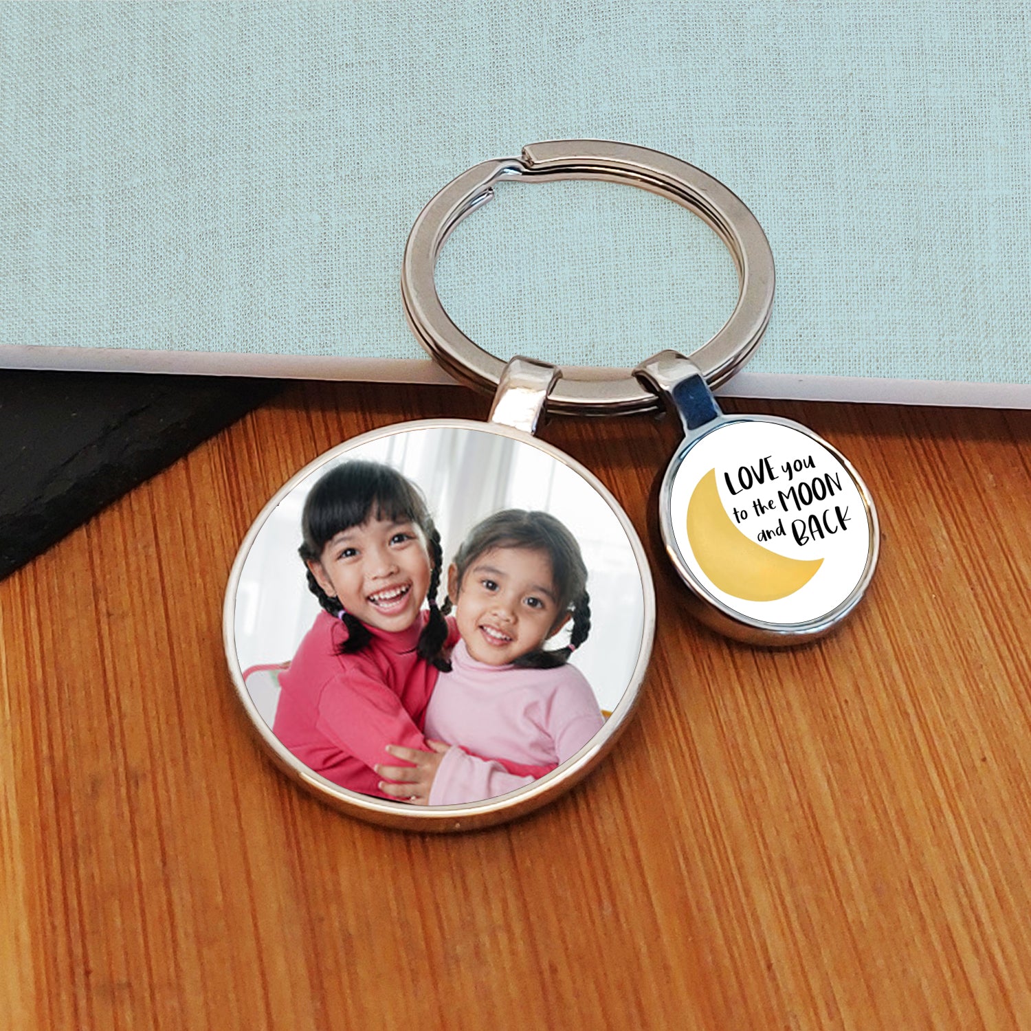 Love You To The Moon & Back Upload Photo Keyring - PCS Gifts
