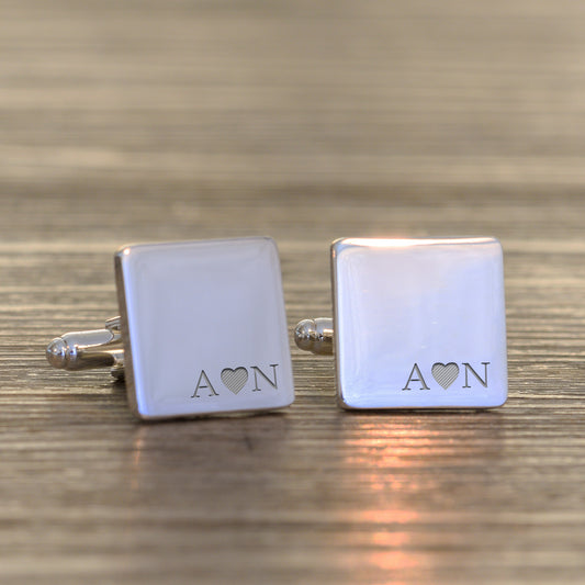 Personalised Initials With Heart Cufflinks