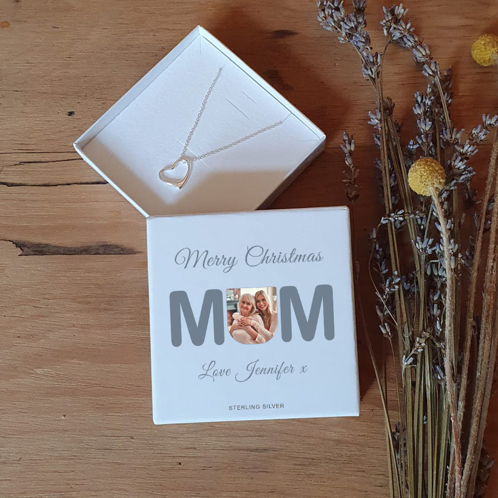 Sterling Silver Heart Necklace - MUM Photo Upload Gift Box