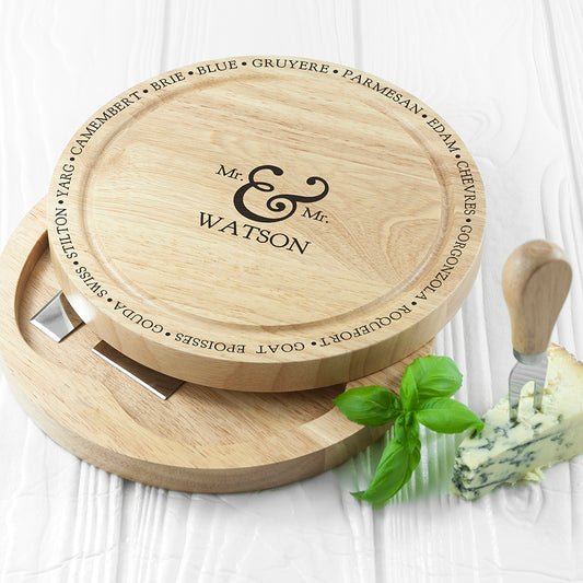 Personalised Connoisseur Mr and Mr Cheese Board Set - PCS Gifts