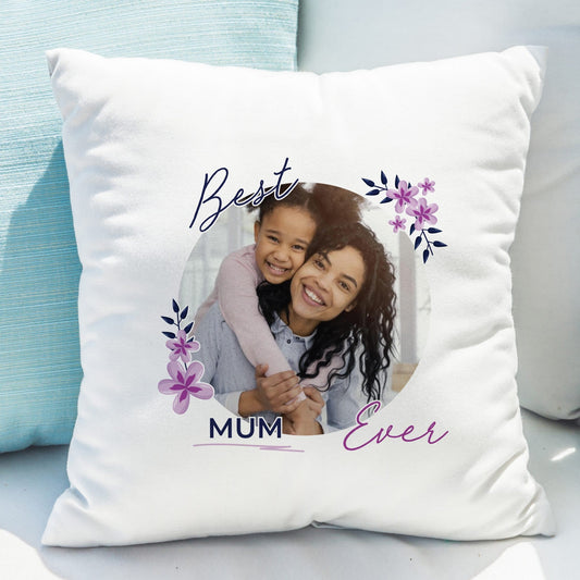 Personalised Floral Best Ever Photo Upload Cushion