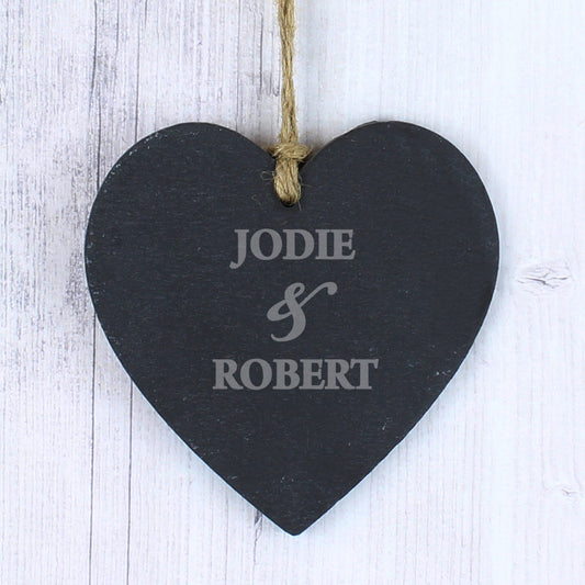 Personalised Couples Slate Heart Sign