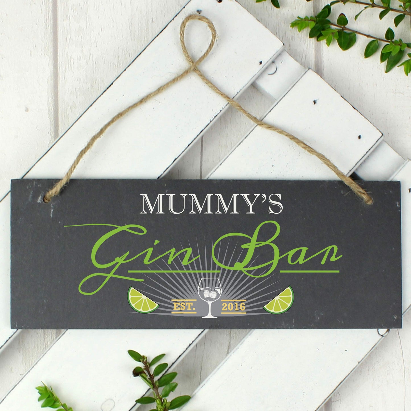 Personalised Gin Bar Printed Hanging Slate Plaque - PCS Cufflinks & Gifts