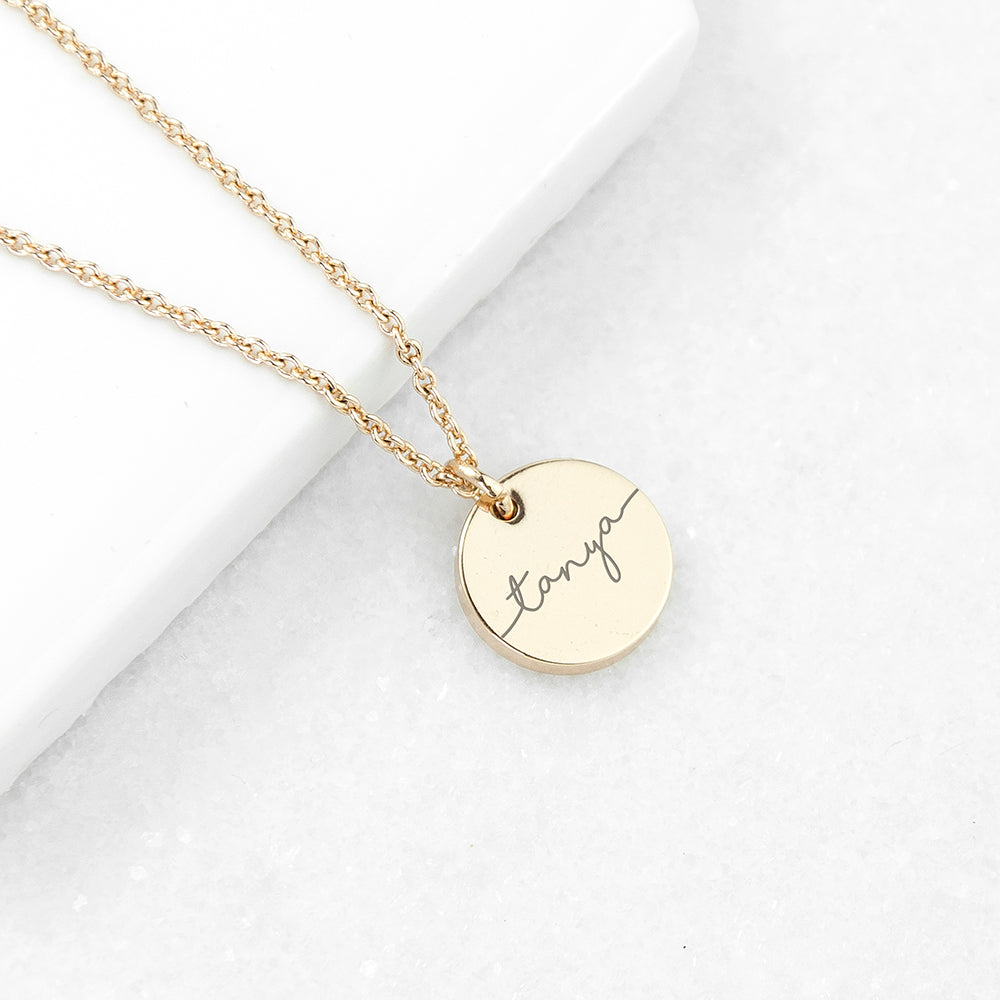 Personalised Disc Necklace - 18ct Gold Plating