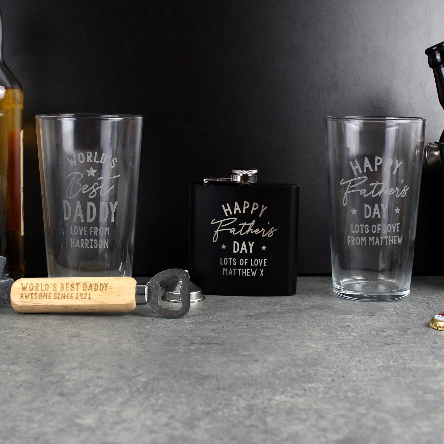 Personalised Father's Day Black Hip Flask | Gifts For Dad
