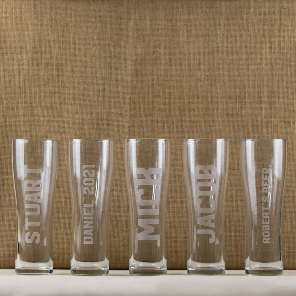Personalised Name Tall Pint Beer Glass
