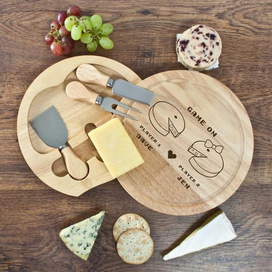 Personalised Retro 'Game On' Couples' Cheese Board