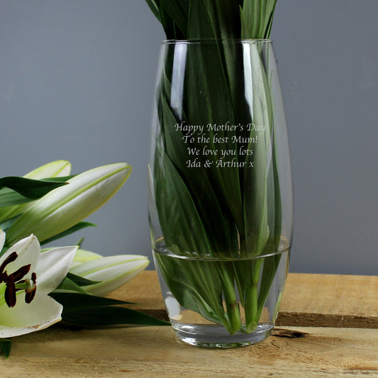 Personalised Tapered Bullet Glass Vase - PCS Cufflinks & Gifts