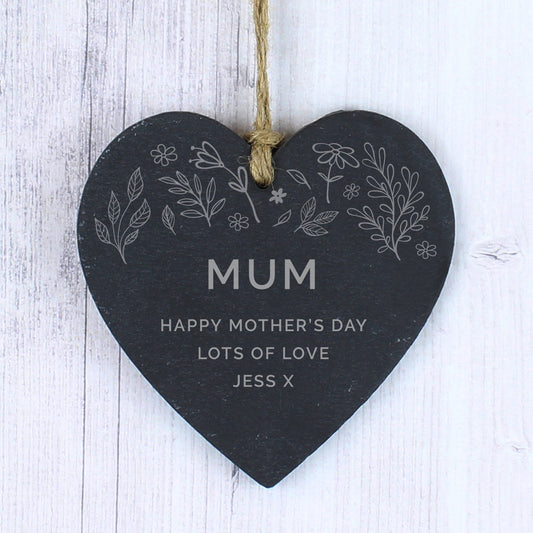 Personalised Floral Slate Heart Sign