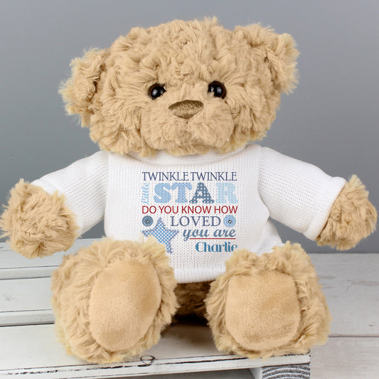Personalised Twinkle Twinkle Little Star Boys Teddy Bear