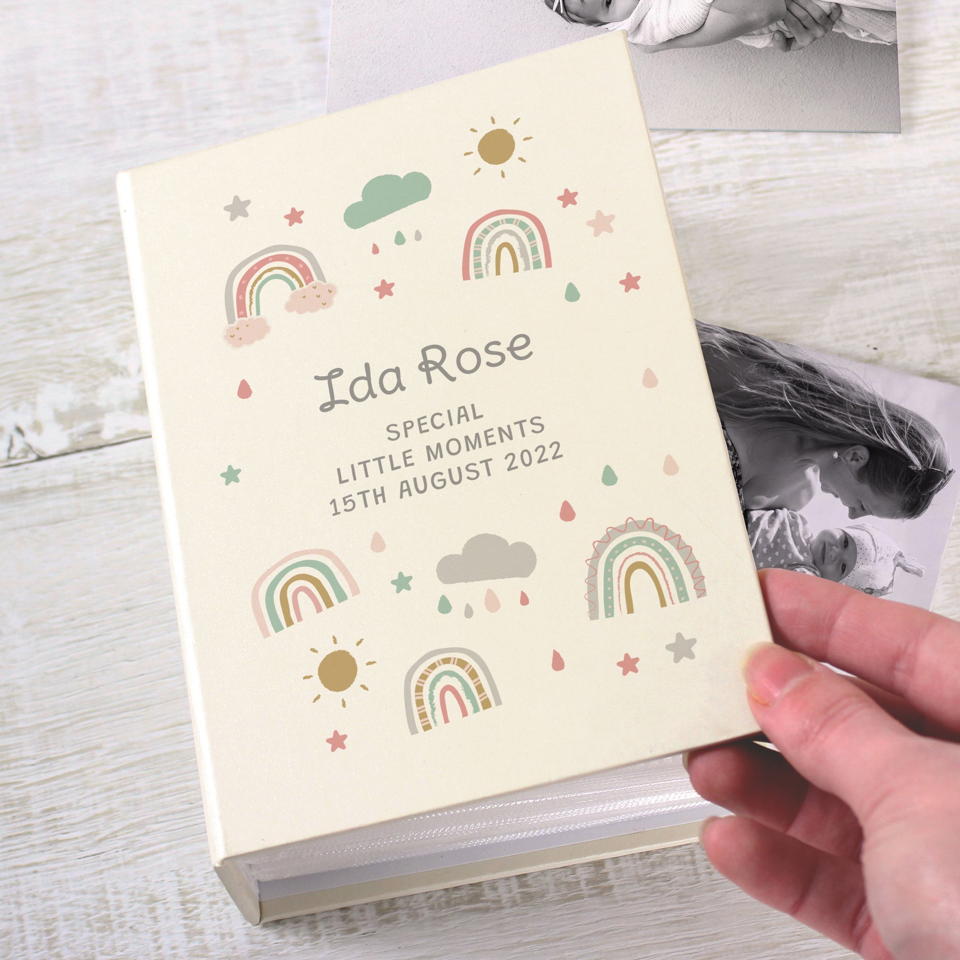 Personalised Rainbow Baby Photo Album with Sleeves