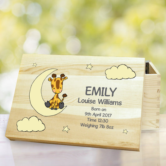 Personalised Sweet Dreams Giraffe Wooden Memory Box