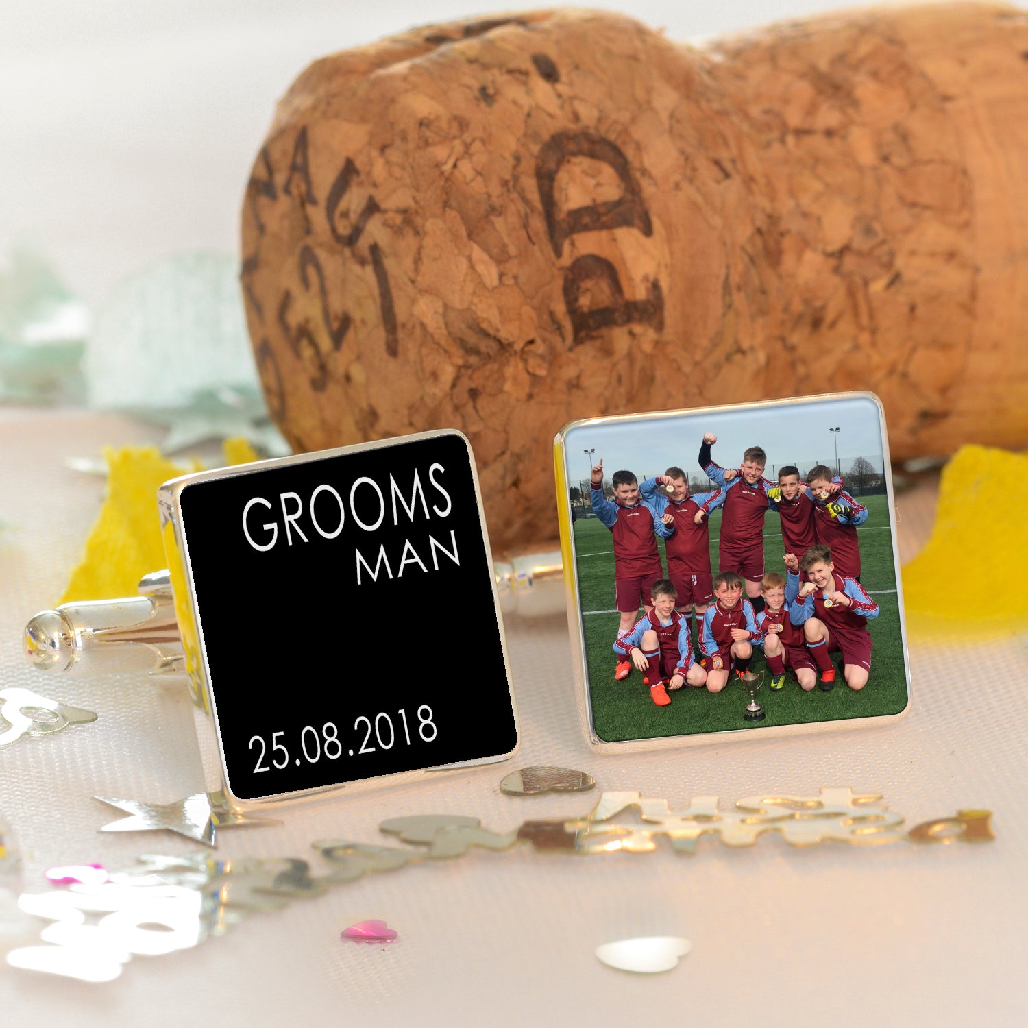 Personalised Wedding Party Role Photo Cufflinks