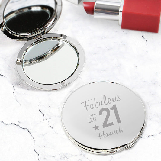 Personalised Fabulous 21st Birthday Compact Mirror