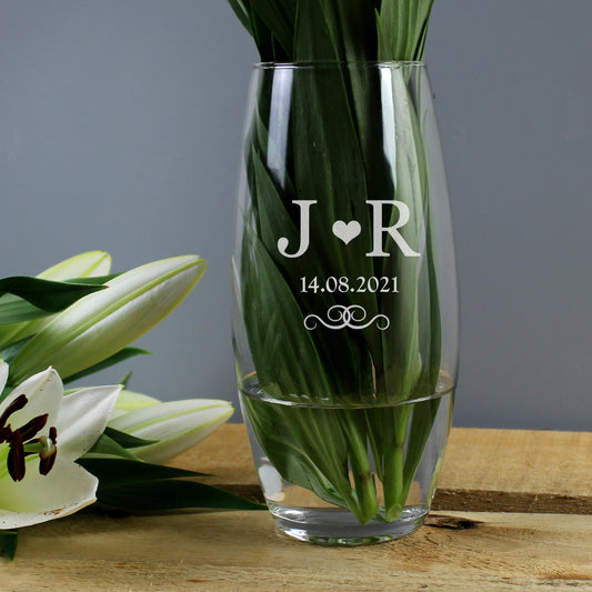 Personalised Monogram Heart Bullet Glass Vase