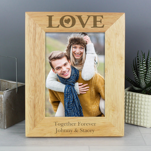 Personalised Love Wooden Photo Frame 5x7