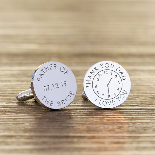Personalised Father of the Bride/Groom Time Cufflinks