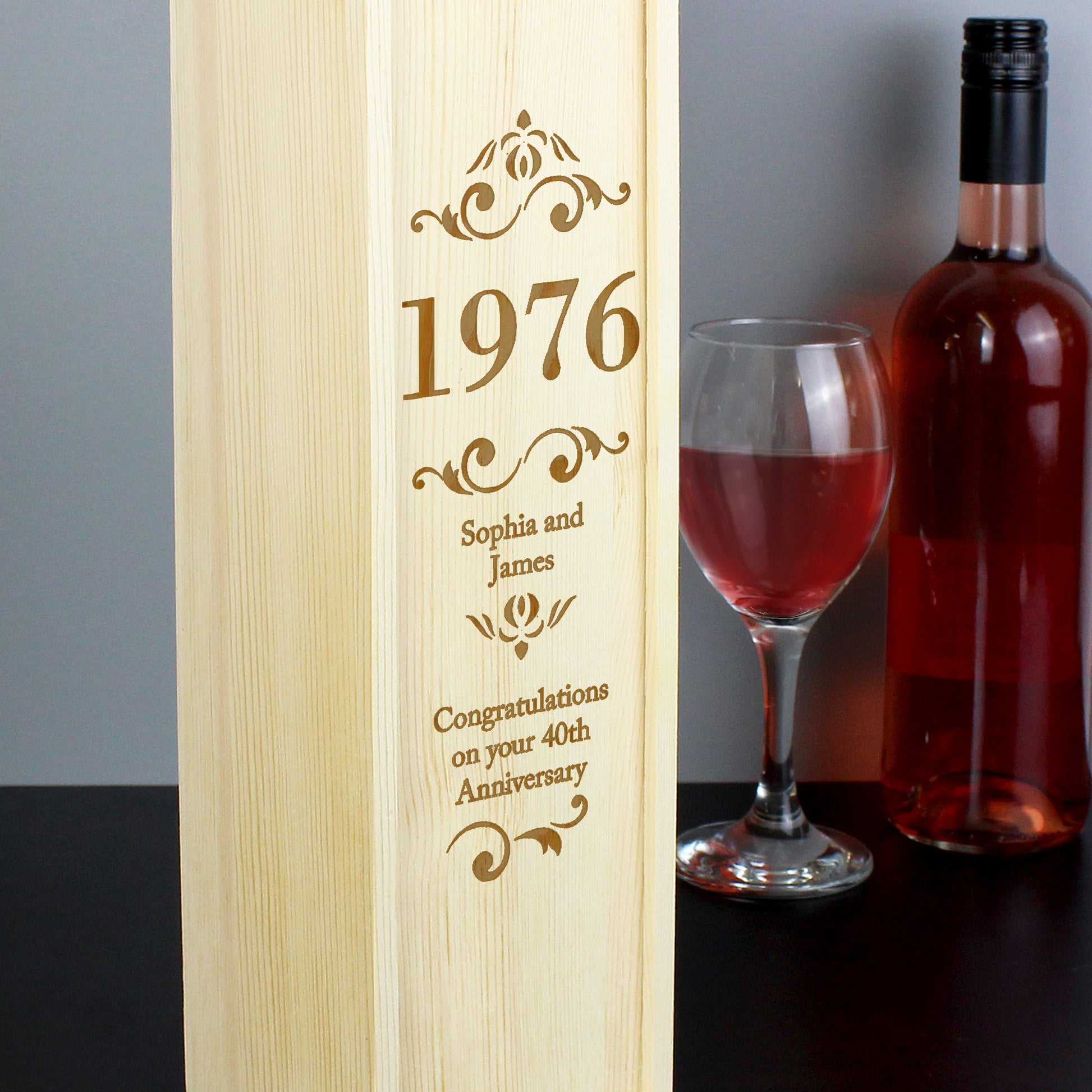 Personalised Birthday Anniversary Wooden Wine Bottle Box