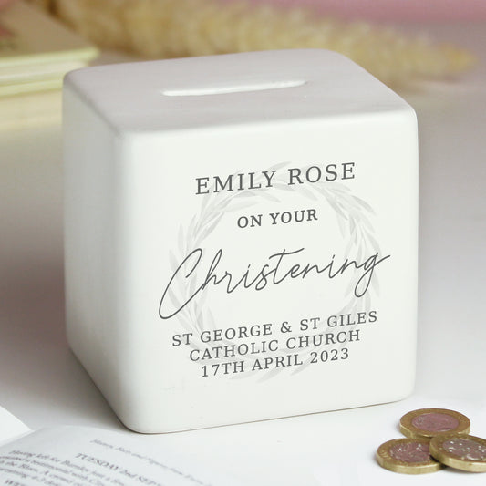 Personalised Christening Money Box - Ceramic