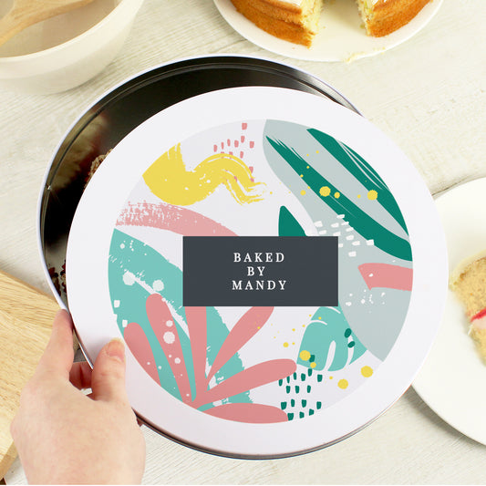 Personalised Abstract Design Cake Storage Tin