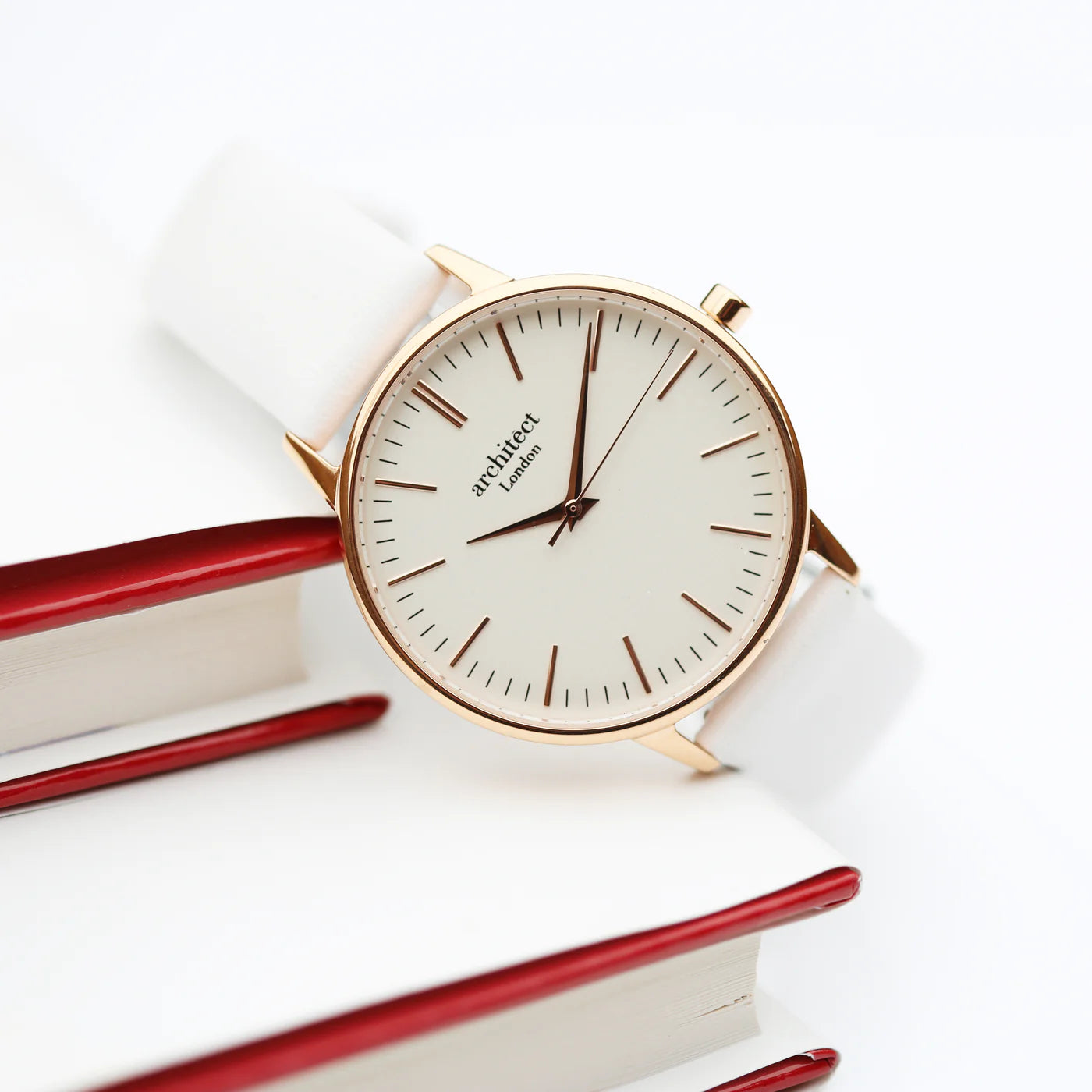 Engraved Ladies Architect Blanc Watch - White Strap