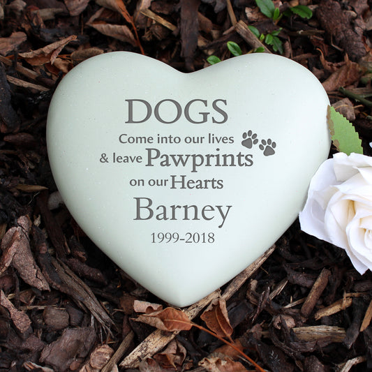 Personalised Dog Pawprints Heart Plaque Memorial