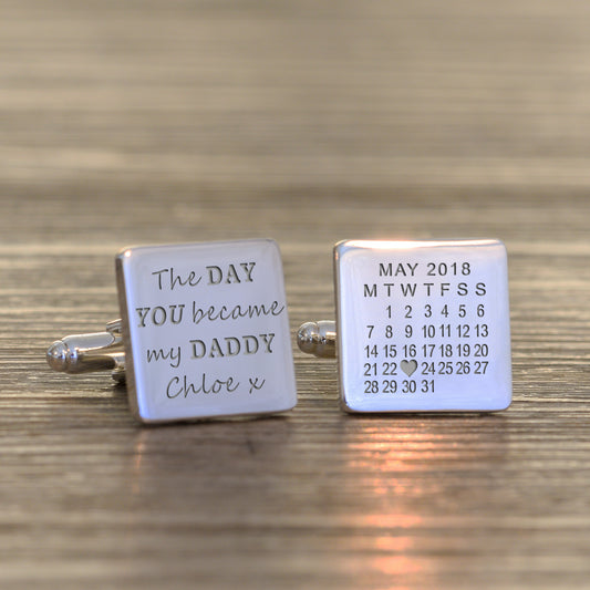 Personalised The Day You Became My Daddy Cufflinks 