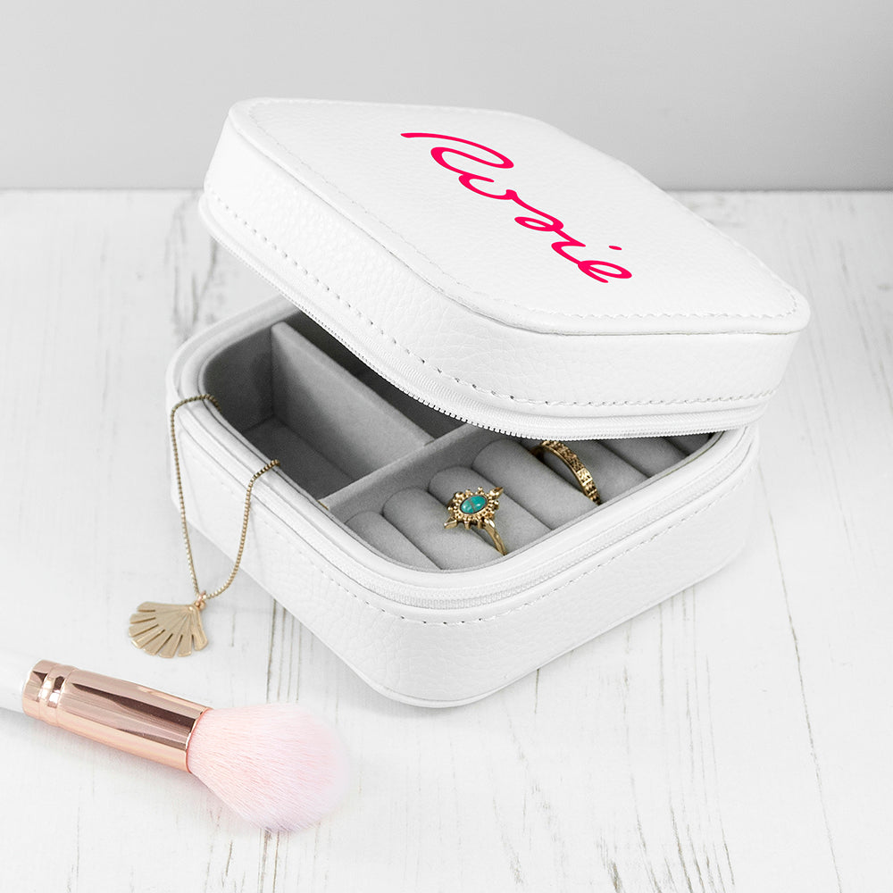 Personalised Island Inspired White Jewellery Case - Pink