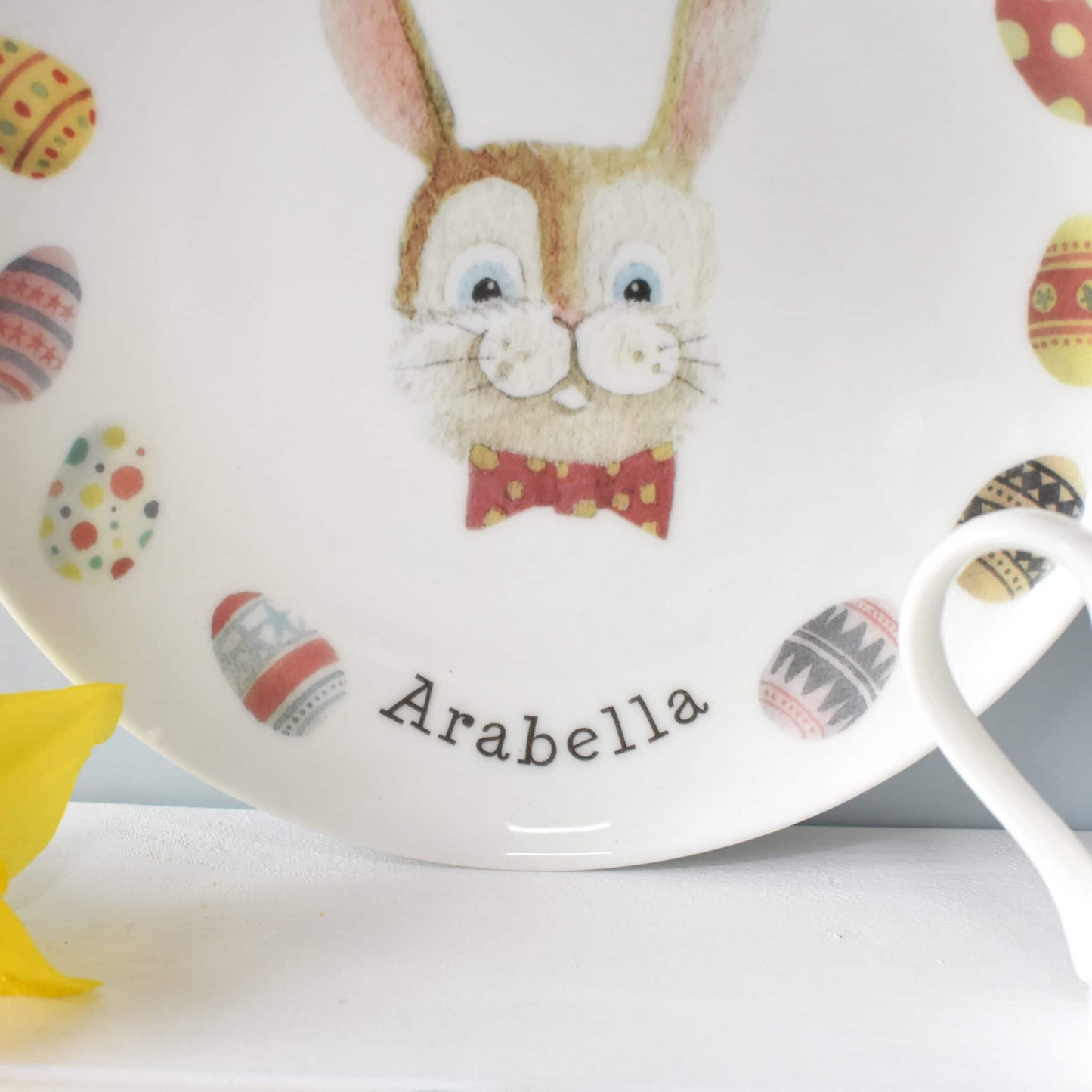 Personalised Happy Easter Bone China Plate & Mug Set