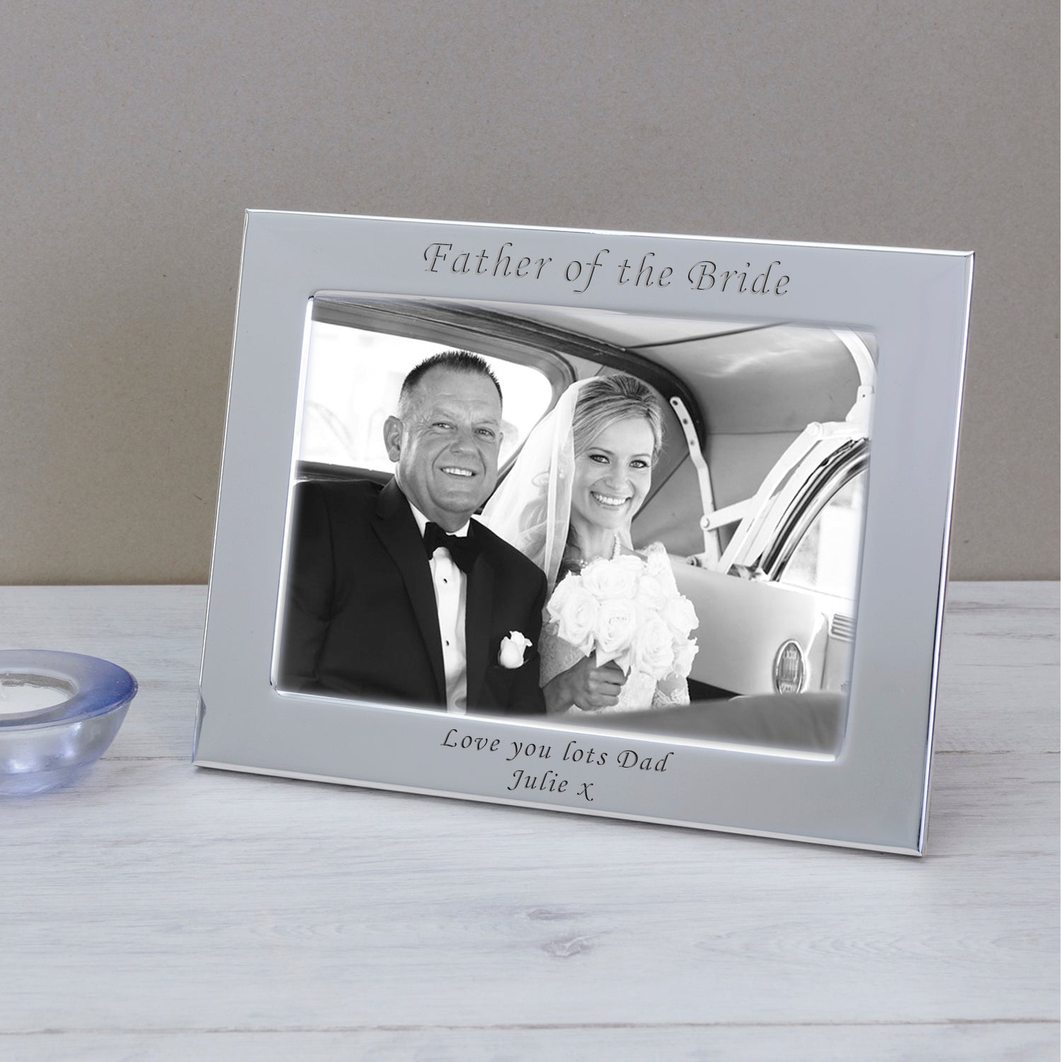 Personalised Father Of The Bride Silver Plated Photo Frame