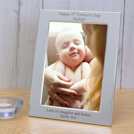 Personalised Happy 1st Fathers Day Silver Photo Frame 6x4