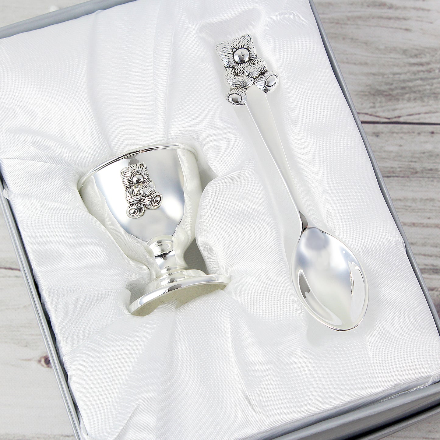 Personalised Silver Egg Cup & Spoon | Gift For Christening