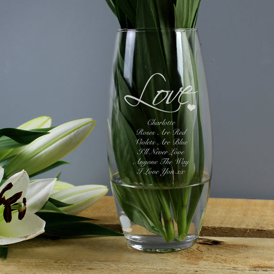 Personalised Love Bullet Glass Vase - PCS Cufflinks & Gifts