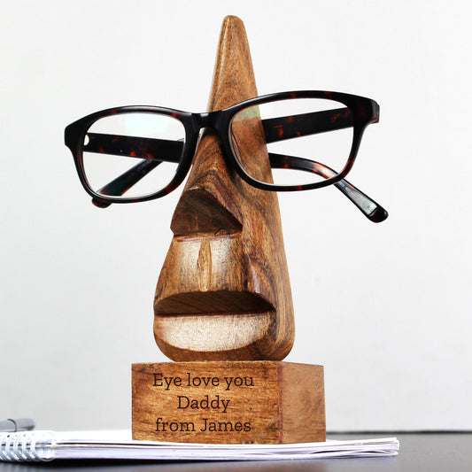 Personalised Wooden Nose-Shaped Glasses Holder | Gift For Him
