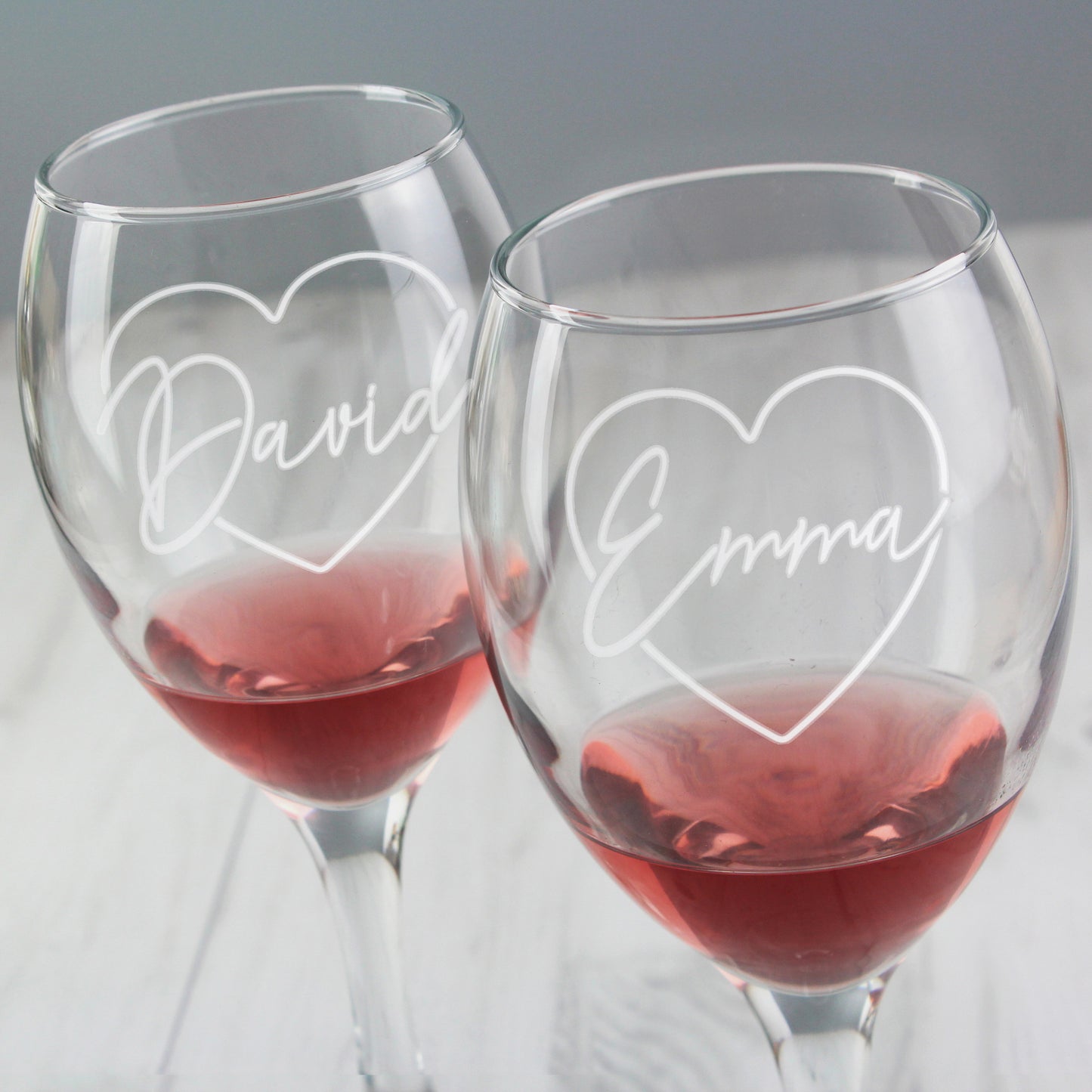 Personalised Heart Name Wine Glass Set With Gift Box