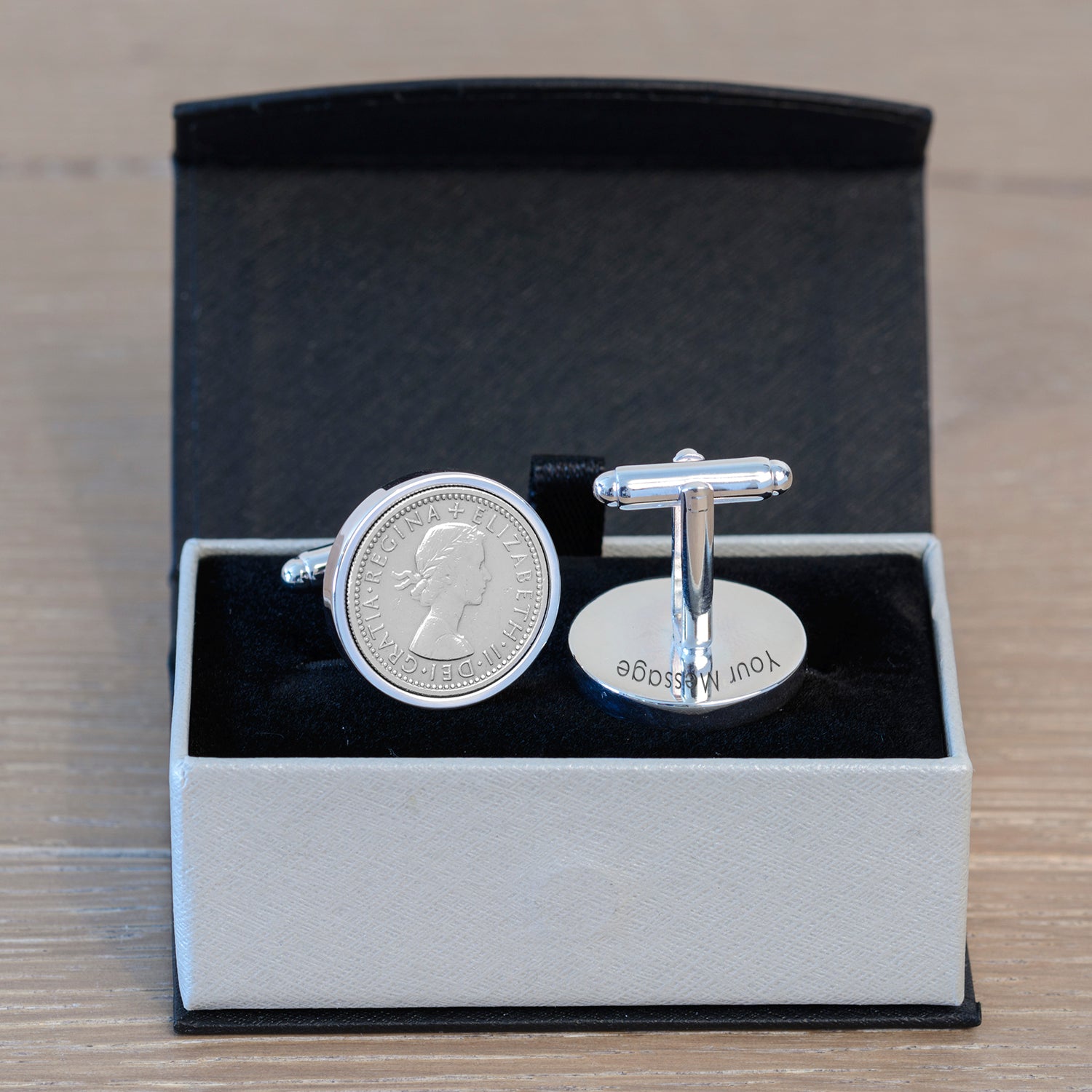 Personalised Lucky Sixpence Cufflinks