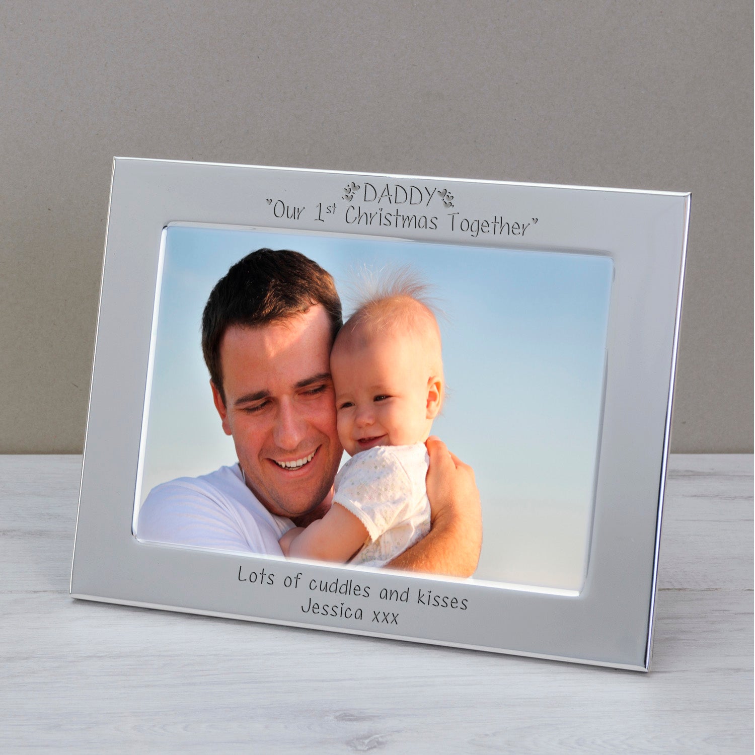 Personalised DADDY Our 1st Christmas Together Silver Plated Photo Frame