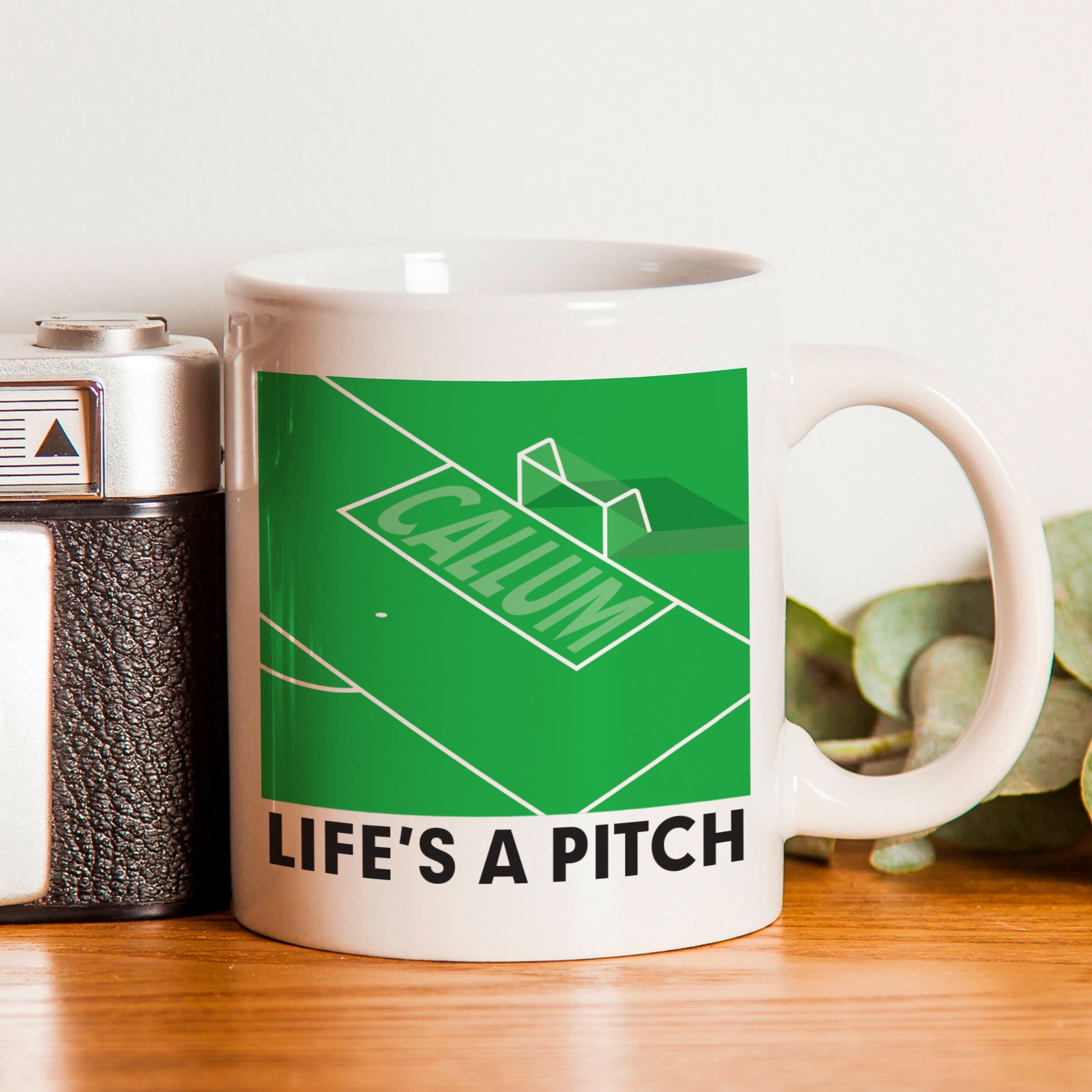 Personalised Life's A Pitch Football Mug