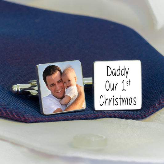Daddy Our 1st Christmas Photo Cufflinks