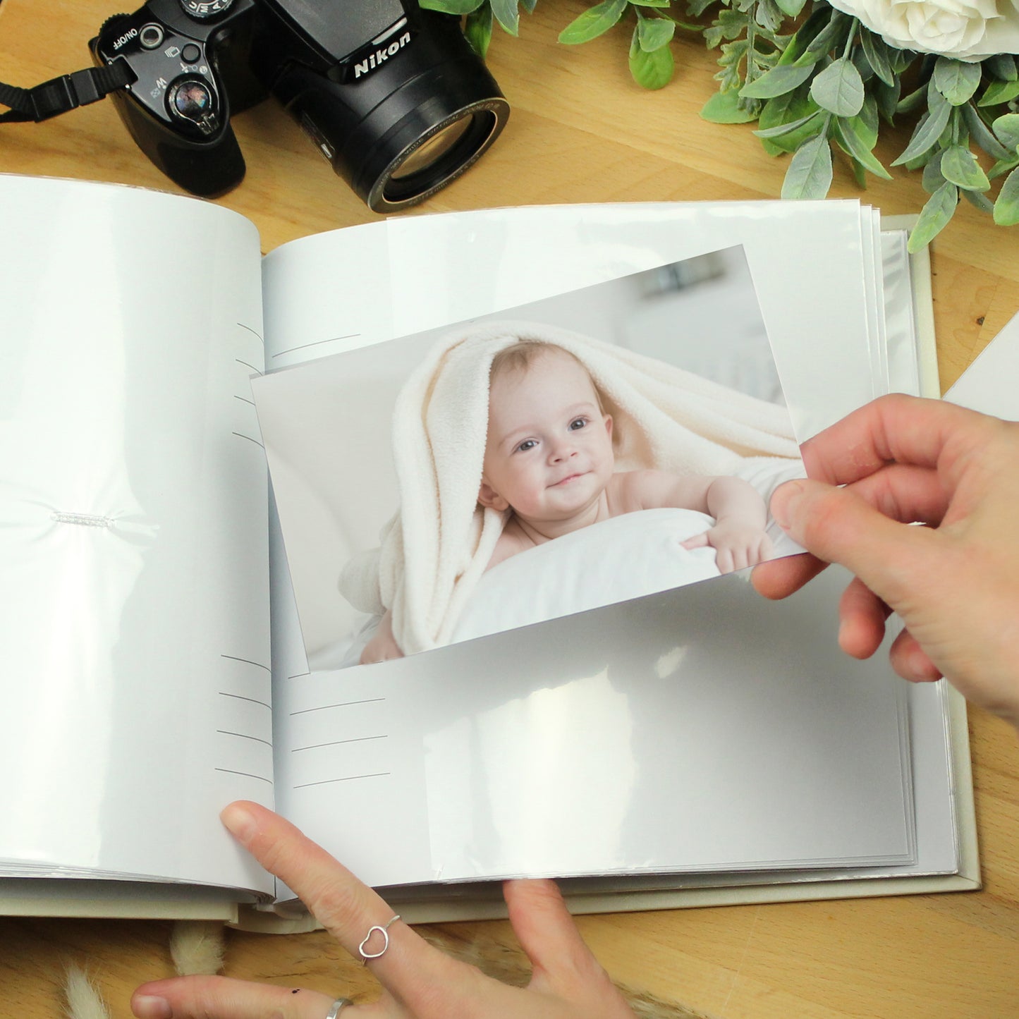 Personalised Floral Wreath Photo Album - Birthday Or Baby