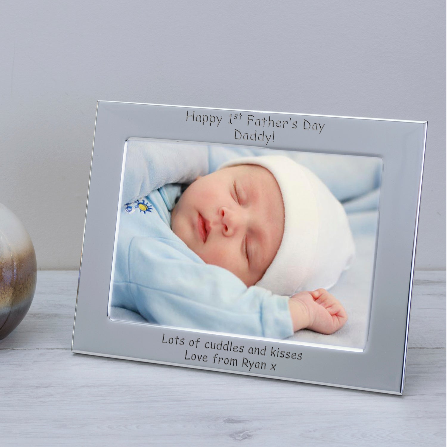 Personalised Happy 1st Fathers Day Silver Photo Frame 6x4