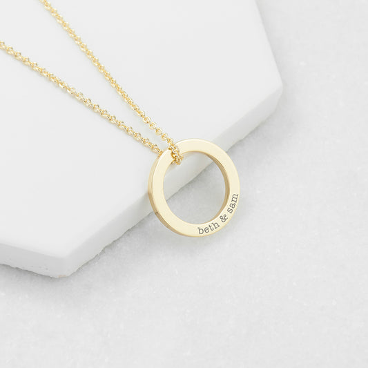 Personalised Family Ring Necklace - 18ct Gold Plating