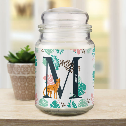 Personalised Leopard Initial Candle Jar - PCS Cufflinks & Gifts