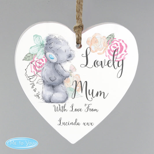 Personalised Me to You Floral Wooden Heart Decoration