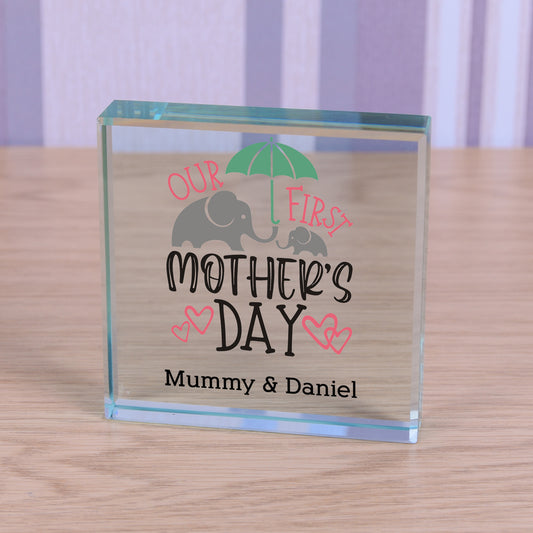 Personalised Our First Mother’s Day Glass Token - 1st Mothers Day Gift